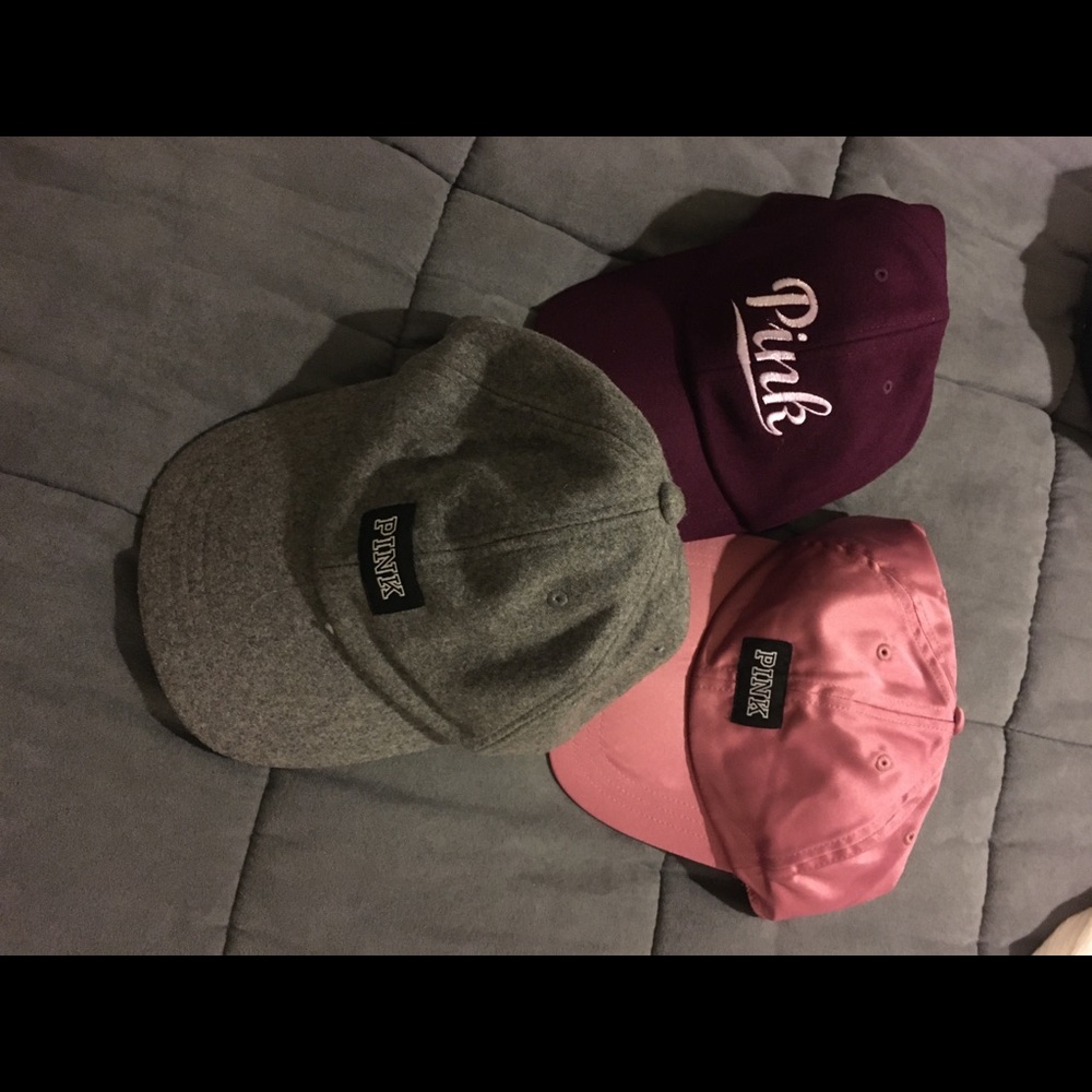 VS PINK Wool and Satin Hats Set